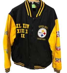 Pittsburgh Steelers 5-Time Super Bowl Leather Jacket XXL Vintage - Picture 1 of 11