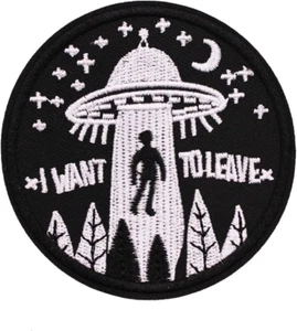 Sew or Iron on Patches, 2pcs I Want to Leave Design Patches for Clothing, Round - Picture 1 of 5