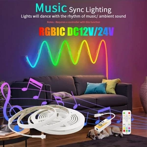 RGBIC Waterproof LED Strip – Hidden LEDs Seamless Lighting Adhesive Backing - Picture 1 of 16