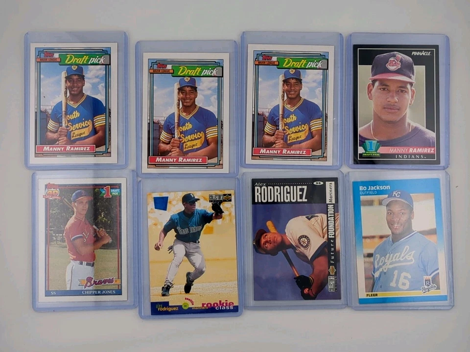 Lote de 8 tarjetas de béisbol de novato radiocontrol de 1990 Jones Rodríguez Ramírez Jackson casi nuevas - como nuevas Foto 1 de 4