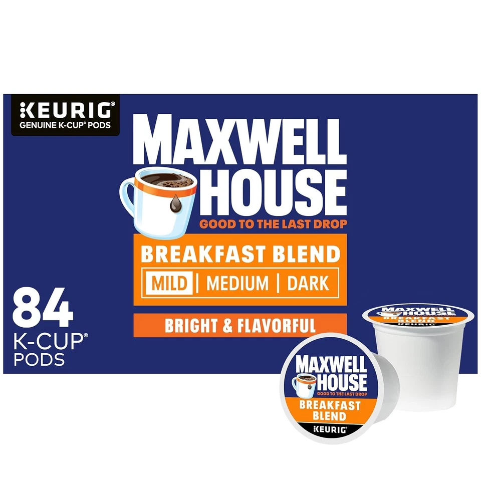 Maxwell House Breakfast Blend Mild Roast K-Cup 咖啡包,84 克拉盒 — 第 1/4 张图片