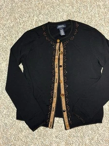 Jones New York Cardigan M Knit Black - Picture 1 of 3