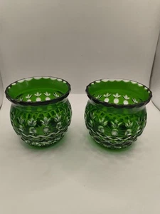 Par De Colección Estilo Bohemio Cortado a Mano Cristal Transparente Verde Piña Starburst - Imagen 1 de 5