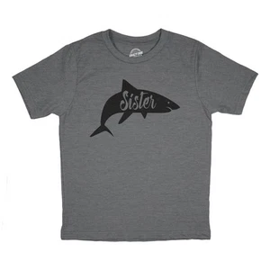 Youth Sister Shark T Shirt Funny Beach Summer Vacation Family Tee for Kids - Picture 1 of 7