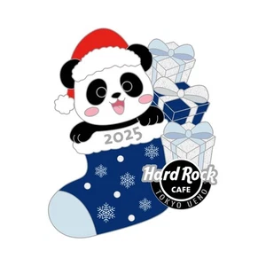 Hard Rock Cafe Tokyo UYENO EKI 2025 Santa Holiday Panda Pin Badge from Japan - Picture 1 of 1