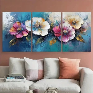 3pcs Modern Abstract Floral Impasto Illustration Wall Art Canvas Unframed/Framed - Foto 1 di 9