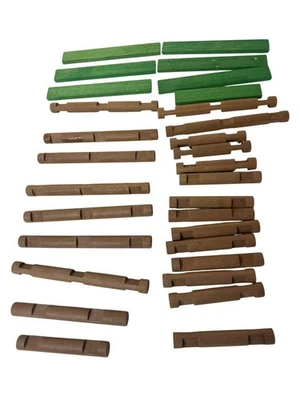 Wooden Lincoln Logs Replacement Pieces & Green Roofs Lot - Image 1 of 4