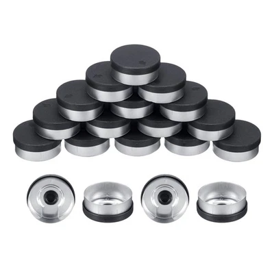 20mm Flip Off Caps 200PCS Burr-Free Flip Off Top Caps, Black/Silver Foto 1 de 4