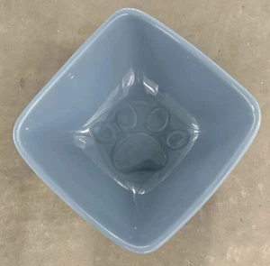Top Paw Large Sized Square Denim Blue Dog / Cat Bowl with Embossed Paw Print - Picture 1 of 5