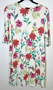 Abito J.Jill Wearever Extra Small Petite Avorio Floreale Elasticizzato Maglia Pieghettato Boho - Foto 1 di 12