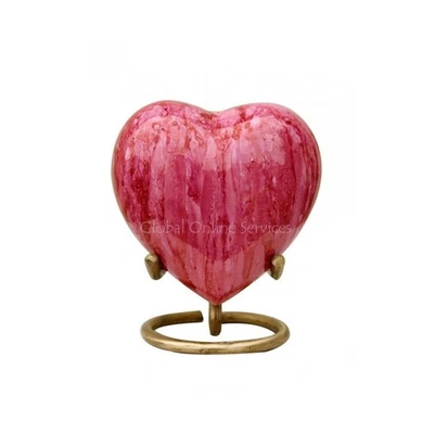 Brass Made Heart Urn for Keepsake Cremation Ashes (Pink) - Image 1 of 4