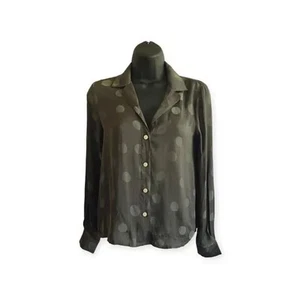 $98 Madewell Jacquard Dot Shirt Green Top Blouse Button Up Women's SZ L - Picture 1 of 2