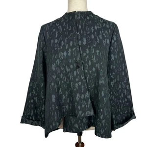IC Connie K Jacket Women Large Black Animal Asymetric Art to Wear Lagenlook - Picture 1 of 11