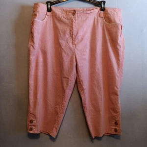 Green Lamb pink/White Size 14 Checkered Crop Trousers. A8 - Picture 1 of 8