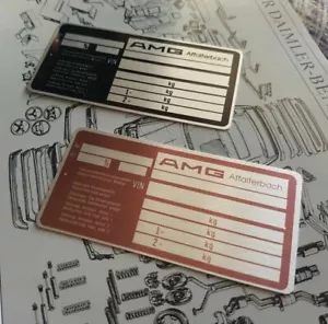 AMG PRE MERGER STYLE CAR DATA PLATE W126 W124 ULTRA EXCLUSIVE lot of 2 items - Picture 1 of 9