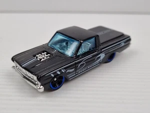 Hot Wheels '65 Ford Ranchero Black & White Custom Truck w/ Blue Rims - Picture 1 of 11