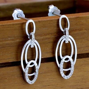 0,25 ct Diamant Ohrhänger perfekte Brautjungfern Jahrestag Geschenke für Frauen - Bild 1 von 5