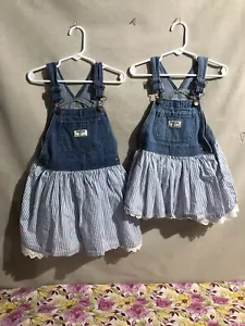 Oshkosh Baby B'Gosh Jumper Denim & Ruffles Floral Eyelet Dress - Picture 1 of 3