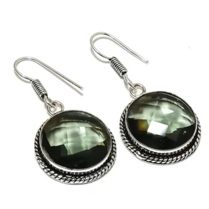 Alexandrite Gemstone Handmade 925 Sterling Silver Jewelry Earring Size 1" - Picture 1 of 1