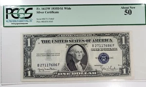 $1 1935-D Wide Silver Certificate PCGS 50 About New ,Fr# 1613W - Picture 1 of 6