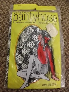 Vtg 60s NEW Girls 7-10 Blue Floral Web Open Knit Nylon Fishnet Panty Hose Tights - Picture 1 of 3