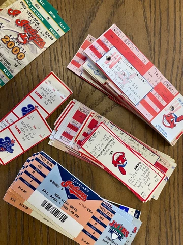 Cleveland Indians ticket stubs 1991,1992,1993,1995,1998, 2000 Cover