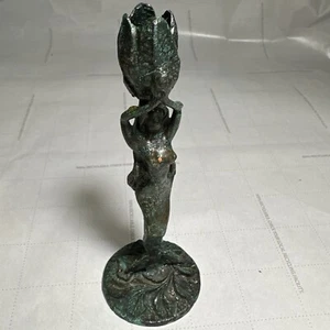 MEERJUNGFRAUEN KERZENHALTER PATINA KUNST BELIEBT SELTEN - Bild 1 von 8