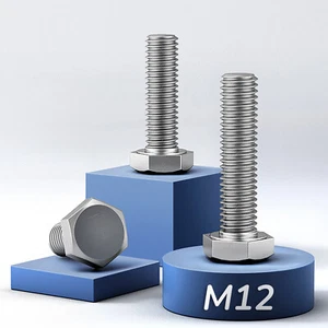M12 - 12mm HEXAGON HEAD FULLY THREADED SET SCREWS A4 STAINLESS STEEL BOLTS - Picture 1 of 27