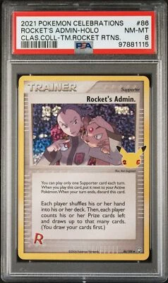 2021 Pokemon Celebrations Classic Collection Rocket's Admin Holo #86/109 PSA 8 - Image 1 of 2