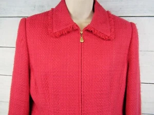 Alfred Dunner Tweed Lined Full Zip Petite Women's Fringed Trim Blazer Size 6P - Picture 1 of 12