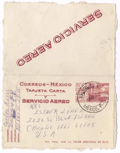 Carta de papelería postal correo aéreo de México 1969 H&G #8 a Chicago Illinois Z1 - Imagen 1 de 3