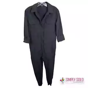 James Perse Damen Overall schwarz Langarm Knopfleiste Kragen Baumwolle Gr. S - Bild 1 von 11