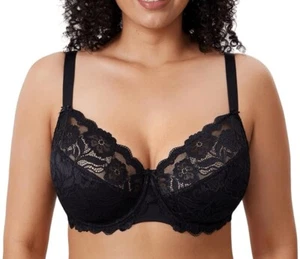 Sujetador: Sujetador de cobertura completa para mujer con aros sin relleno encaje floral talla grande 38F - Imagen 1 de 4