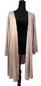 Catherines Women's Gold Shimmer Open Front Ribbed 3/4 Sleeve Cardigan 3X - Picture 1 of 10
