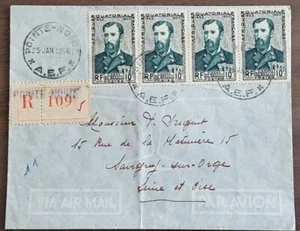 Colonie Lettre Recommandée Cachet Pointe Noire A.E.F 1956 / Bande De 4 TP N° 228 - Picture 1 of 2