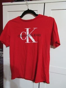 Calvin Klein Jeans: Boys Large 14-16 Red Short Sleeve T-Shirt - Picture 1 of 4