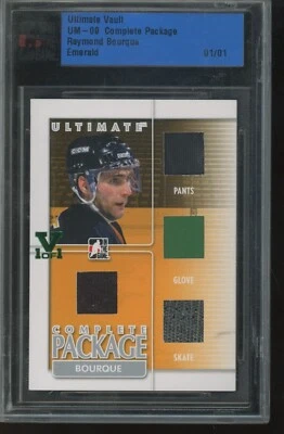 2009 ITG Ultimate Vault Raymond Bourque Emerald Complete Package Game Used 1/1 - Image 1 of 2