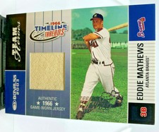 EDDIE MATHEWS 1/1 Game Worn Jersey 1 of 1 Masterpiece 2003 Donruss Team Heroes