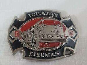 Fire Fighters Fireman Firefighter FD Volunteer Vtg Metal Belt Buckle New NOS