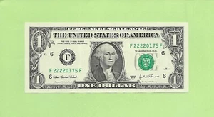 2003A...UNCIRC $1 F 2222 0175 F... 2003A $1 F-F CUÁDRUPLE BILLETE '2222' - Imagen 1 de 2