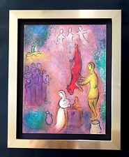 MARC CHAGALL + 1977 BEAUTIFUL SIGNED  VINTAGE PRINT NEW FRAME + COA +BUY IT NOW!