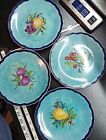 Lot Of 4 Ceramic Fruit Hand Painted Fruit Plates Signed S. Svuba