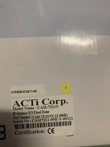ACTi CAM-7321N MPEG-4 Real-Time Network Streaming Outdoor IP Rugged Dome Camera - Picture 1 of 2