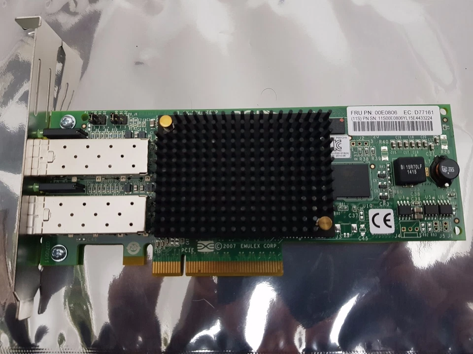 IBM 00E0806 Emulex LPE12002 Dual Port 8GFC Fibre Channel PCI-e x8 - Image 1 of 2