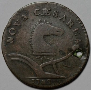 1787 New Jersey Colonial Copper - Holed - Picture 1 of 8