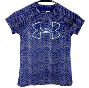 Under Armour Youth Shirt | Neon Ocean Blue Polyester HeatGear | Boys Small - Picture 1 of 6