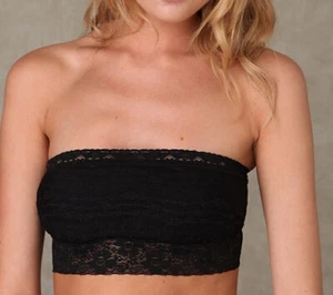 Free People Women's Black Lace Trim Bandeau Size XS NWT ABFB - Picture 1 of 4