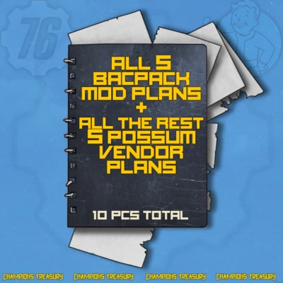 FALLOUT 76 [PC] ALL 5 BACKPACK MOD PLANS + ALL 5 THE REST POSSUM VENDOR PLANS - Image 1 of 2