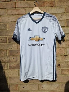 Manchester United 2016/17 Adidas Third Shirt Men S Chevrolet White Gray - Picture 1 of 6