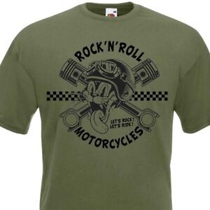 T-shirt ROCK'N'ROLL MOTORCYCLES - Ride Rider Biker Café Racer Rockers Rockabilly